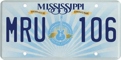 MS license plate MRU106