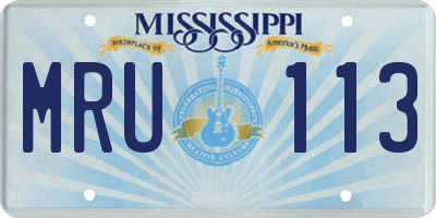MS license plate MRU113