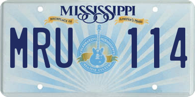 MS license plate MRU114