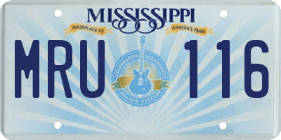 MS license plate MRU116