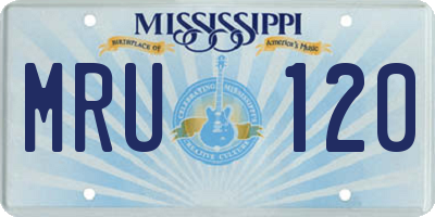 MS license plate MRU120
