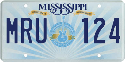 MS license plate MRU124
