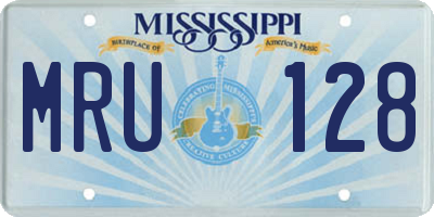 MS license plate MRU128