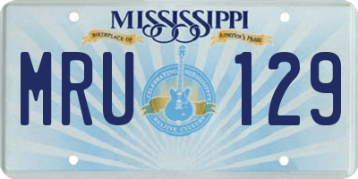 MS license plate MRU129