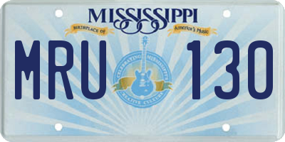MS license plate MRU130