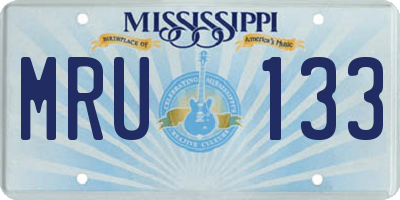 MS license plate MRU133