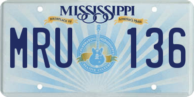 MS license plate MRU136