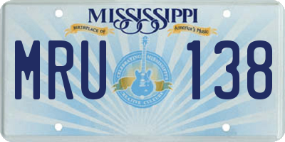 MS license plate MRU138