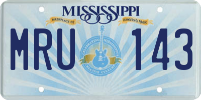 MS license plate MRU143