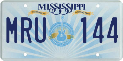 MS license plate MRU144