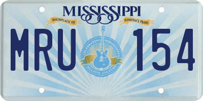 MS license plate MRU154