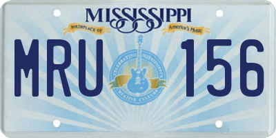 MS license plate MRU156