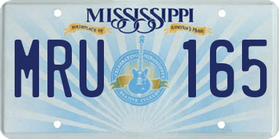 MS license plate MRU165