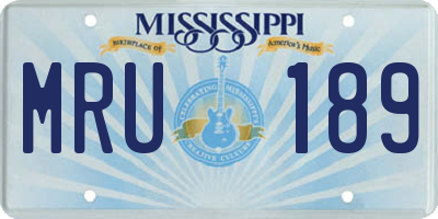 MS license plate MRU189