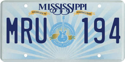 MS license plate MRU194