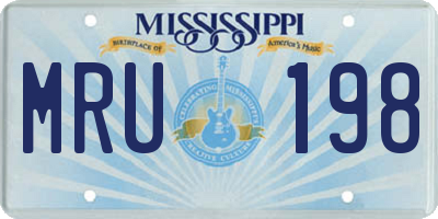MS license plate MRU198
