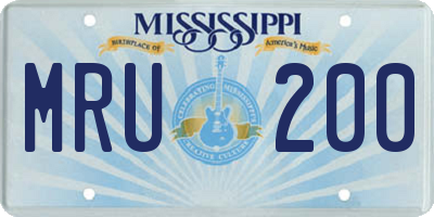MS license plate MRU200