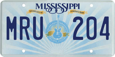 MS license plate MRU204