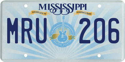MS license plate MRU206