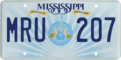 MS license plate MRU207