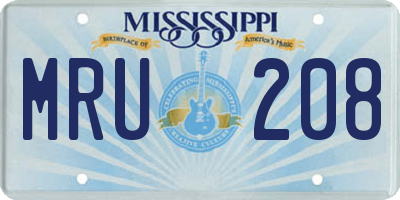 MS license plate MRU208
