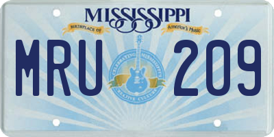 MS license plate MRU209