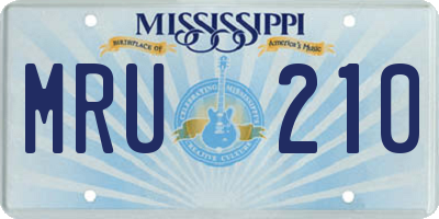 MS license plate MRU210