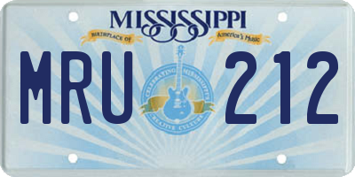 MS license plate MRU212