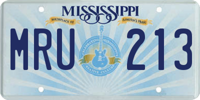 MS license plate MRU213