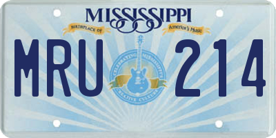 MS license plate MRU214