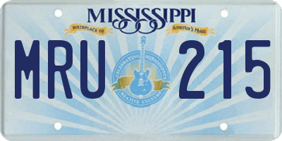 MS license plate MRU215