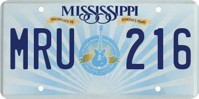 MS license plate MRU216