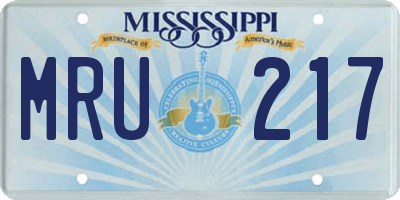 MS license plate MRU217