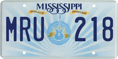 MS license plate MRU218