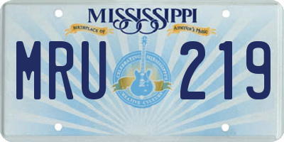 MS license plate MRU219