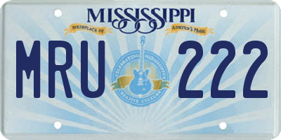 MS license plate MRU222