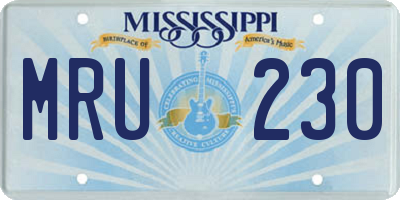 MS license plate MRU230