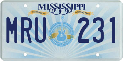 MS license plate MRU231