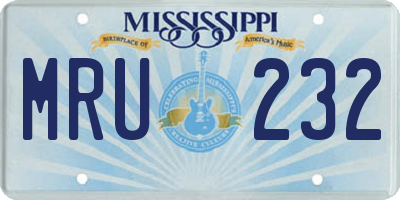 MS license plate MRU232