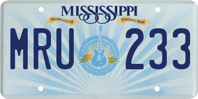 MS license plate MRU233
