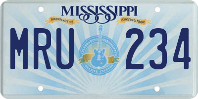 MS license plate MRU234