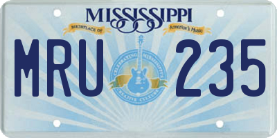 MS license plate MRU235