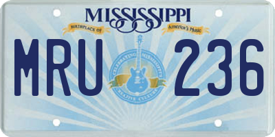 MS license plate MRU236