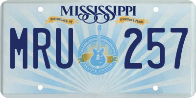 MS license plate MRU257