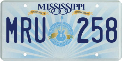 MS license plate MRU258