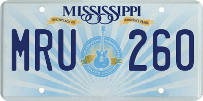 MS license plate MRU260