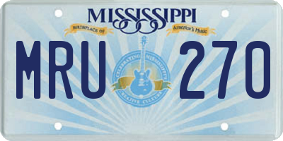MS license plate MRU270