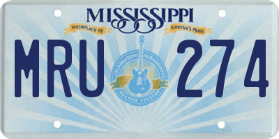MS license plate MRU274