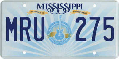 MS license plate MRU275