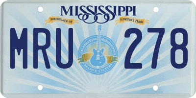 MS license plate MRU278